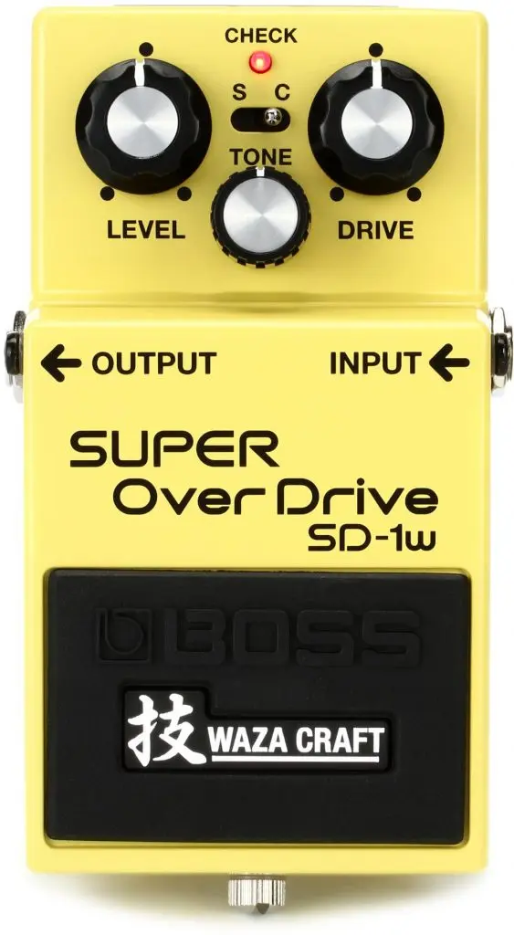 Boss SD-1 Super Overdrive overdrive pedal.