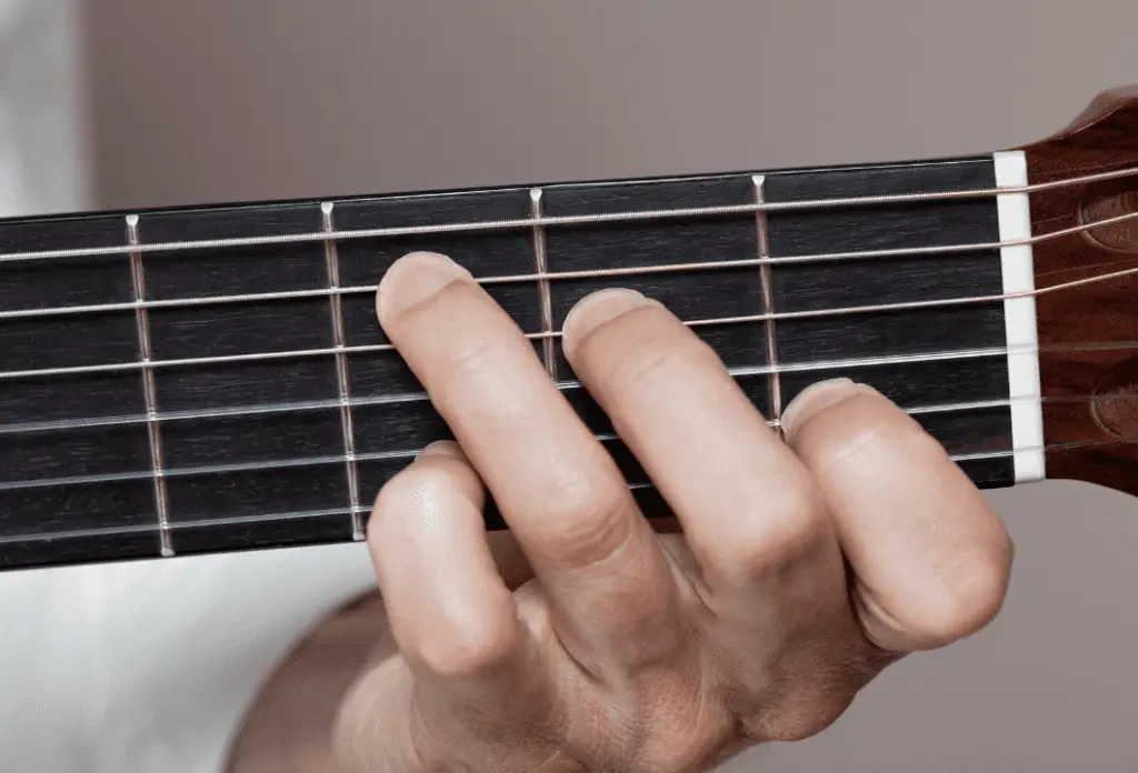 c7 guitar chord shape on an acoustic