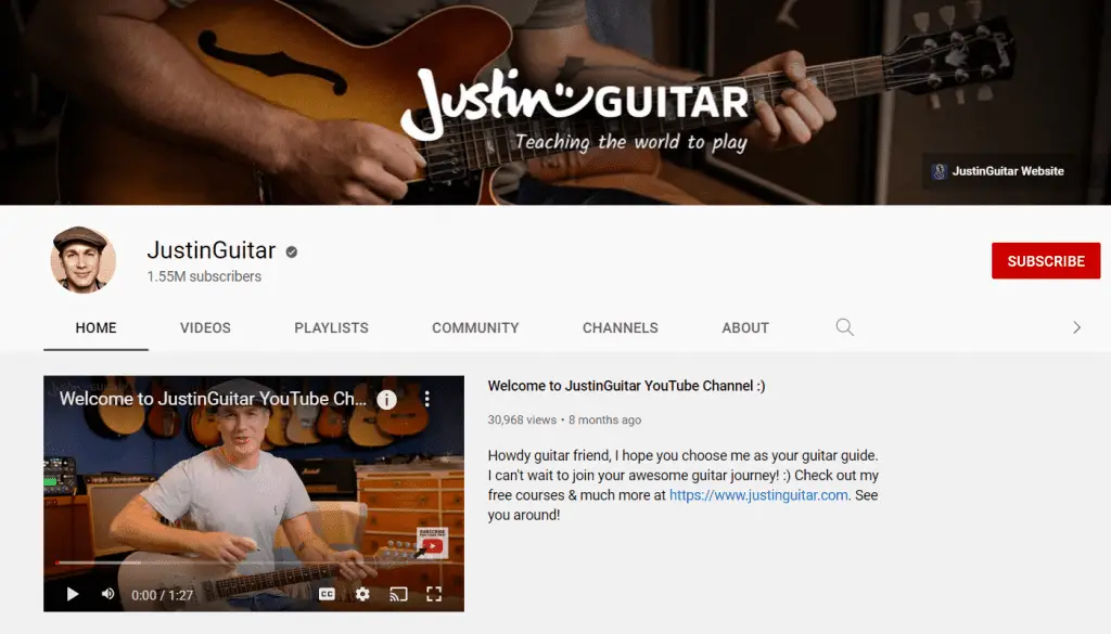 Justin Guitar youtube channel
