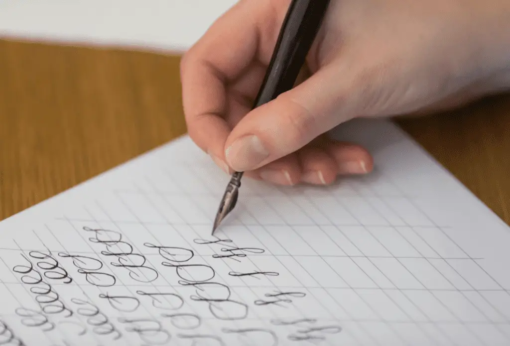 A man writing in caligraphy 