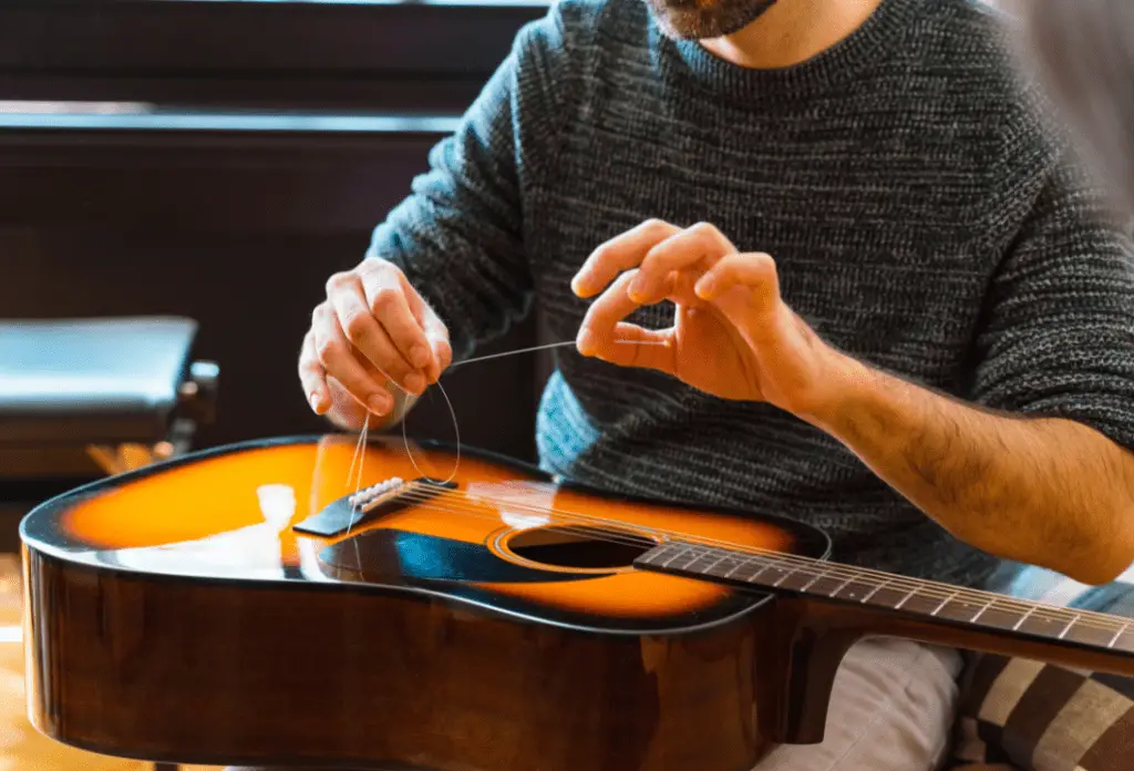 Restringing an acoustic guitar