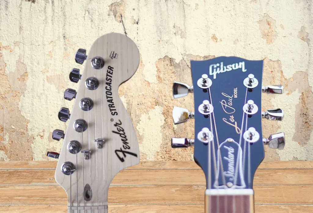 Fender and Gibson headstocks